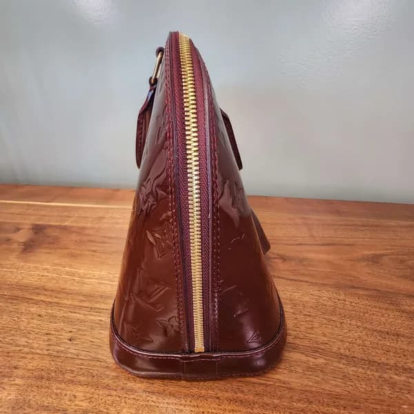 Louis Vuitton Vernis Alma Bag Burgundy Patent, view 7