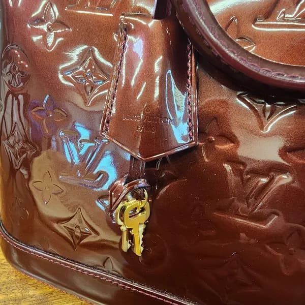 Louis Vuitton Vernis Alma Bag Burgundy Patent, view 9