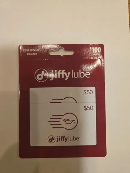 Jiffy Lube $100 Gift Cards (2x $50), side view
