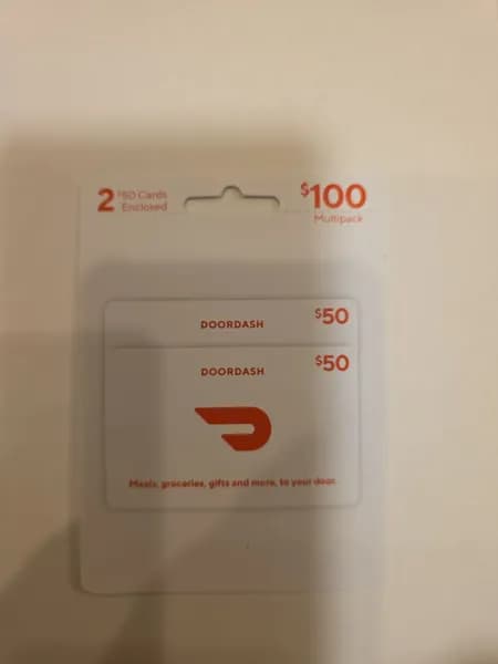 DoorDash $100 Multipack Gift Cards (2x $50), side view