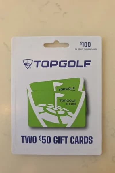 Topgolf $100 Gift Card - Two $50 Cards, side view