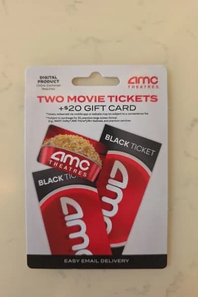 AMC Theatres Two Movie Tickets + $20 Gift Card, side view