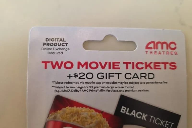 AMC Theatres Two Movie Tickets + $20 Gift Card, rear view