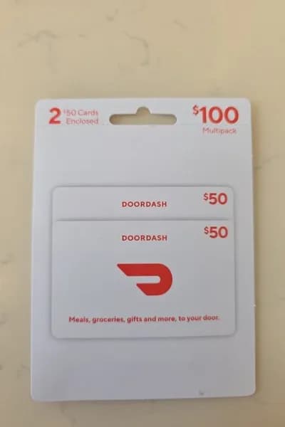 DoorDash $100 Multipack Gift Cards (2 x $50), side view