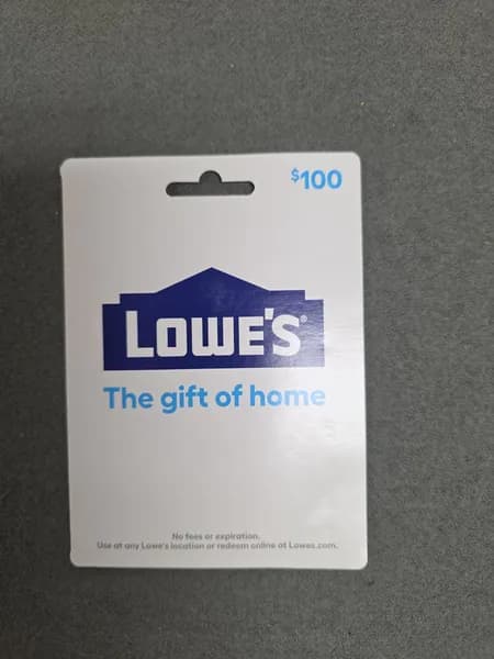 Lowe's $100 Gift Card, side view