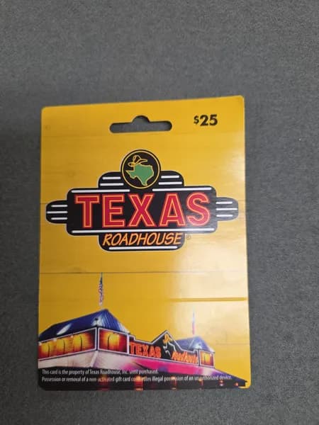 $25 Texas Roadhouse Gift Card, side view