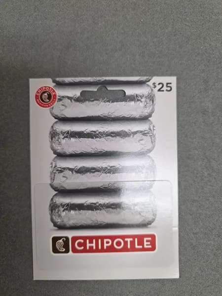 Chipotle $25 Gift Card, side view