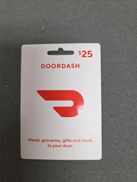 DoorDash $25 Gift Card, side view