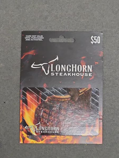 Longhorn Steakhouse $50 Gift Card, side view