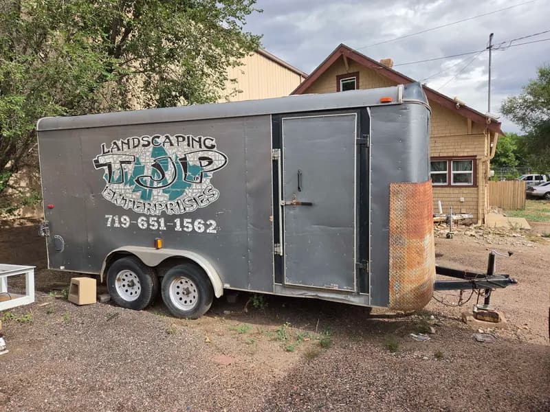 Enclosed Cargo Trailer w/ Dual Axles & Hitch, side view