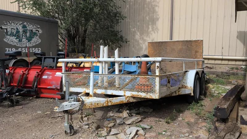 Tandem-Axle Utility Trailer w/ Mesh Sides, rear view