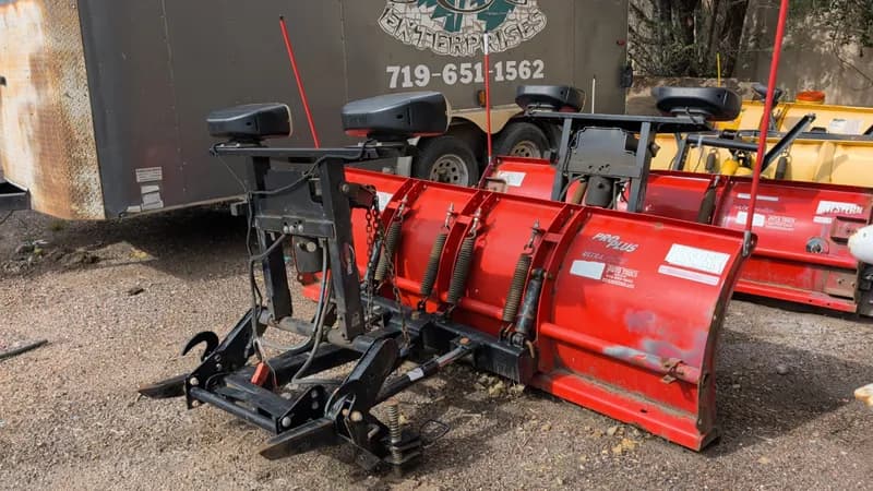 Western Pro Plus 8ft Snow Plow w/ Quad Attachment, rear view