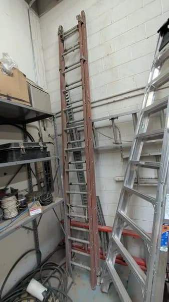 24-Foot Extension Ladder w/ Metal Rungs Red Steel, primary view