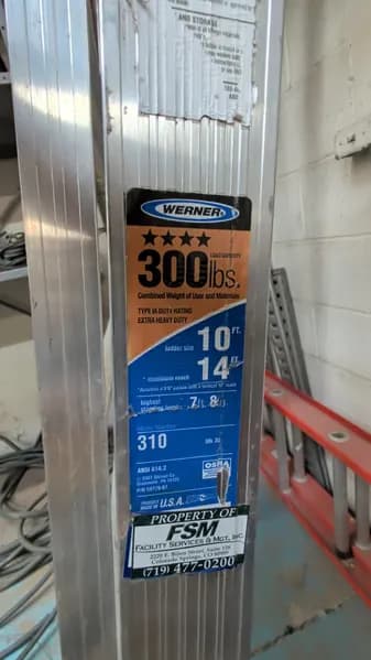 Werner 310 10 ft. Type IA Duty Ladder 300 lbs., side view