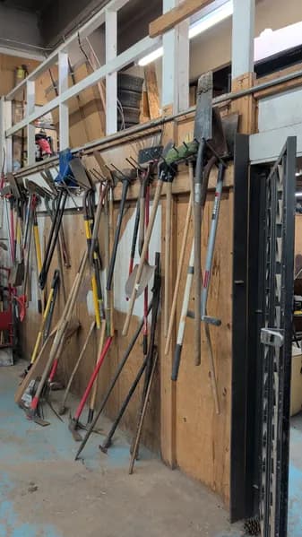 Lot of Landscaping Hand Tools with Wall Mount, primary view