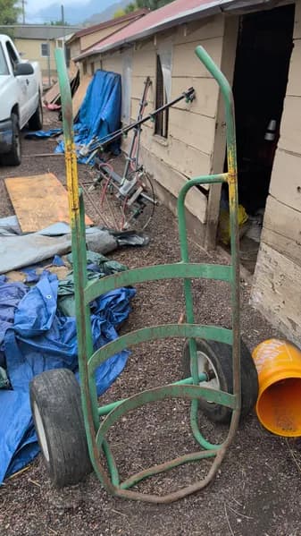 Green Hand Truck Dolly w/ Yellow Accents, side view