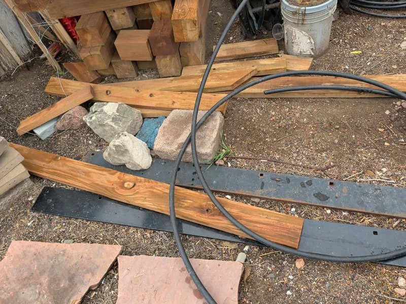 Assorted Dimensional Lumber & Timber Beams, rear view