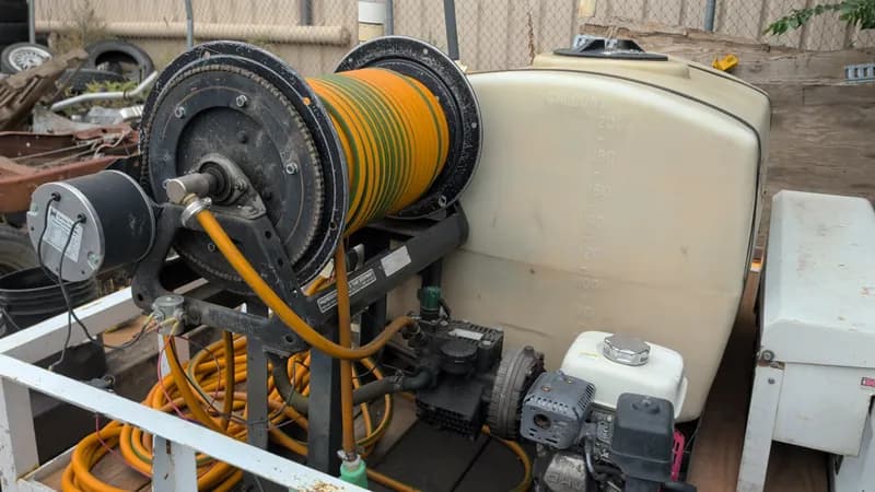 Big Tex Utility Trailer w/ Water Tank & Hose Reel, rear view