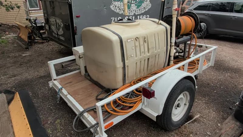 Big Tex Utility Trailer w/ Water Tank & Hose Reel, interior view