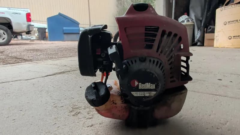 RedMax String Trimmer w/ Curved Shaft, rear view