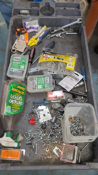Tool Storage Organizer with Hand Tools & Fasteners, rear view