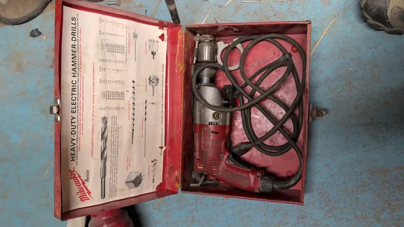 Milwaukee Heavy-Duty Electric Hammer Drill Kit, side view