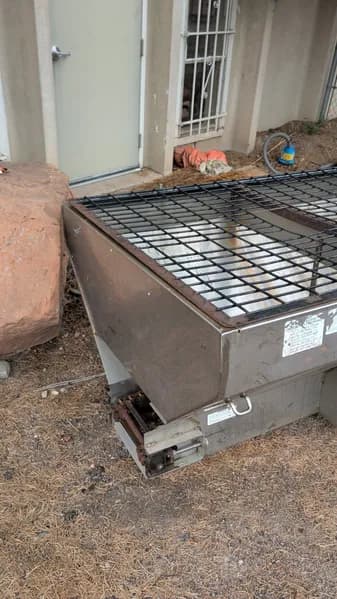SaltDogger Flatbed Trailer w/ Mesh Top Grate, rear view