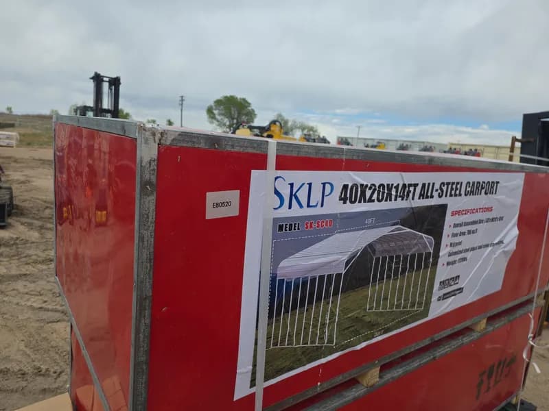 SKLP 40x20x14ft All-Steel Carport Model SX-SC40, side view