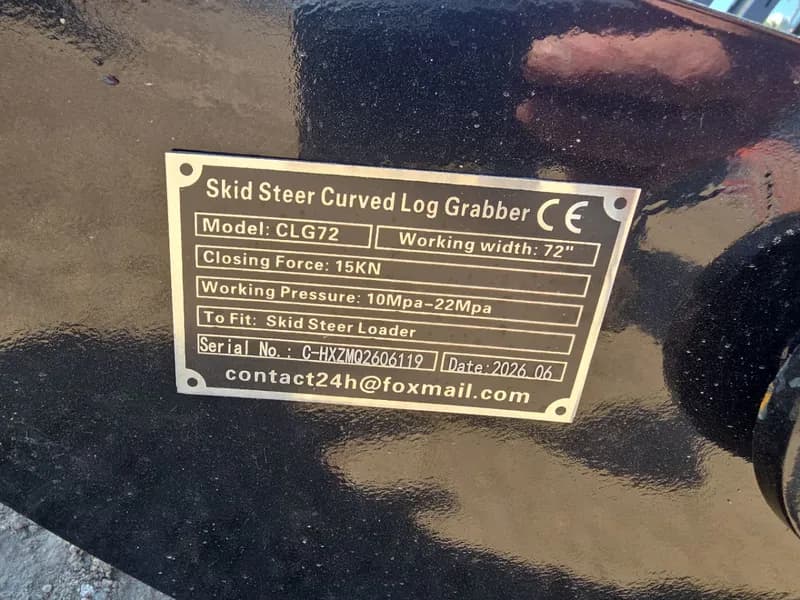 Skid Steer Curved Log Grabber CLG72 72", side view