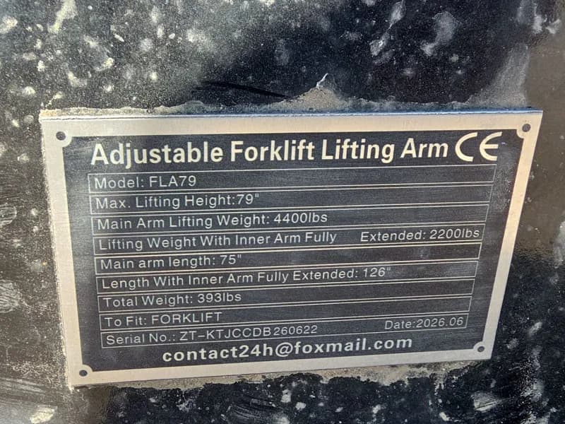 Adjustable Forklift Lifting Arm FLA79 79 inch 4400 lbs, side view