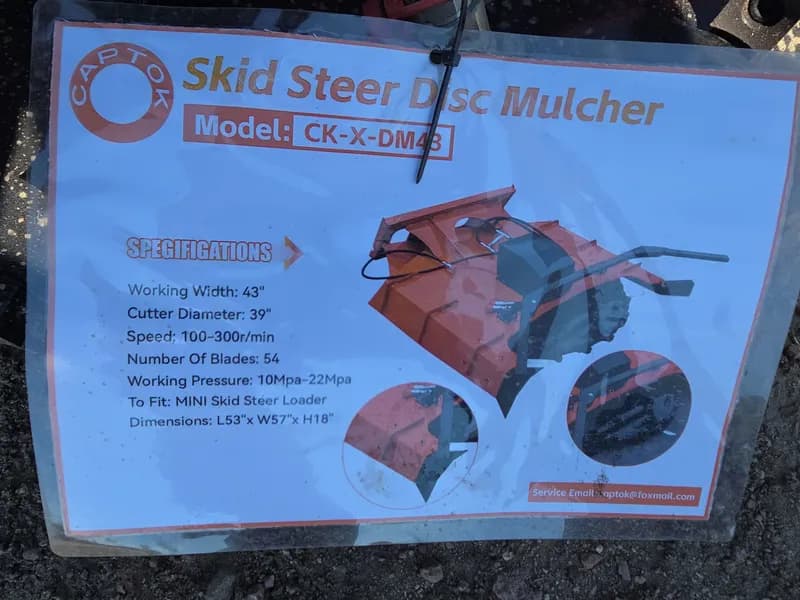 Skid Steer Disc Mulcher 43" Working Width 54 Blades, interior view
