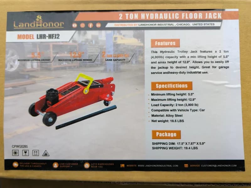 LandHonor LHR-HFJ2 2 Ton Hydraulic Floor Jack, primary view