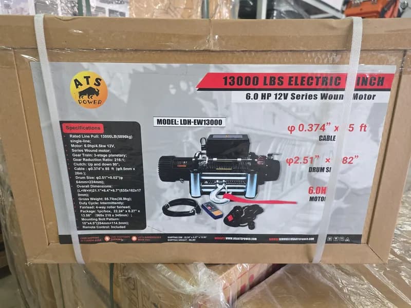 ATS Power 13000 lbs Electric Winch with Remote, primary view