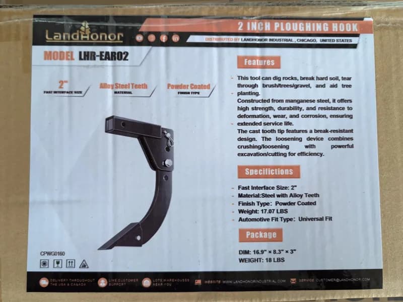 LandHonor LHR-EAR02 2 Inch Ploughing Hook, primary view