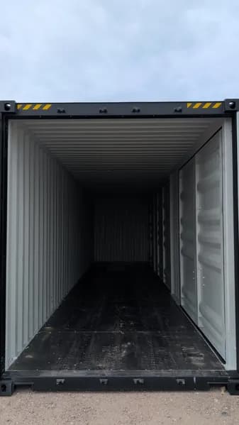 40' One-Trip Shipping Container - Secure Storage / Conex - Three Side Doors, rear view