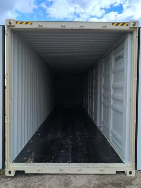 40' One-Trip Shipping Container - Secure Storage / Conex - Four Side Doors, rear view