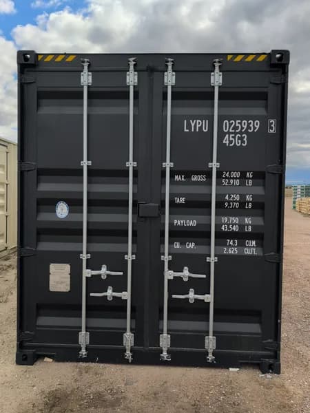 40' One-Trip Shipping Container - Secure Storage / Conex - Three Side Doors, side view