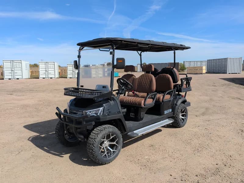 New 6 Person Luxury Electric  Golf Cart SDLGC100 (Assembled) (Black)*Small hole in roof*, side view
