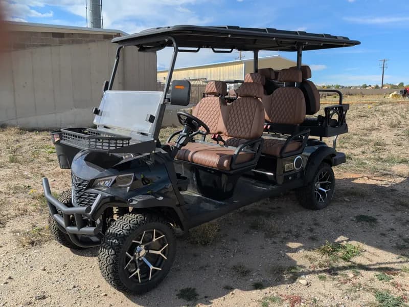 Unused Captok Electric Off-Road Golf Cart 6-Person GC42S 60V Assembled (Black) *Needs Work*, side view