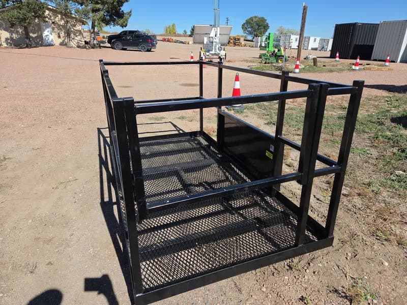 JMR 4x8 Work Basket with Built-In Pockets, Skid Steer Mount, Made in USA, side view