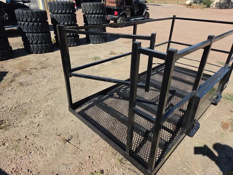 JMR 4x8 Work Basket with Built-In Pockets, Skid Steer Mount, Made in USA, rear view
