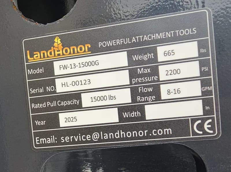 2025 LandHonor FW-13-15000G 15k Hydraulic Winch, side view