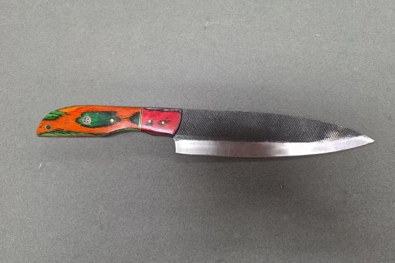 Kitchen Chef's Knife w/ Colorful Handle, rear view