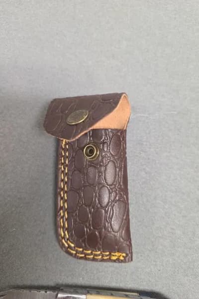 Fixed Blade Hunting Knife w/ Leather Sheath, rear view