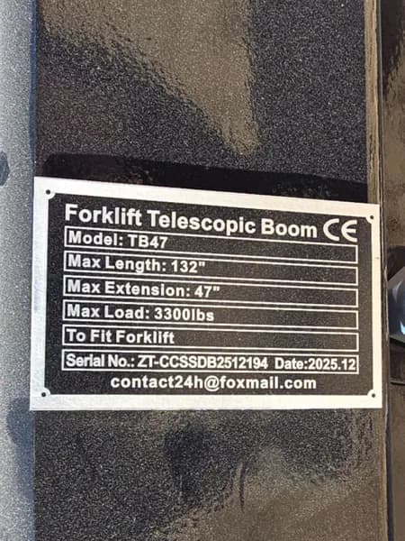 Forklift Telescopic Boom Extension Attachment Model TB47, rear view