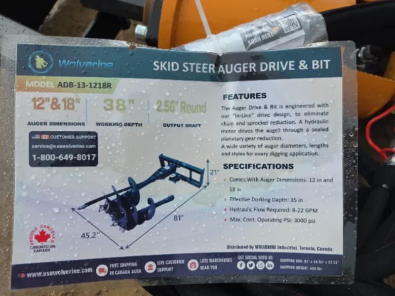 Wolverine Hydraulic Earth Auger Drive System ADB-13-12 18R, side view