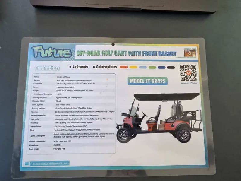 Unused Captok Electric Off-Road Golf Cart 6-Person GC42S 60V - Unassembled - (Red), rear view